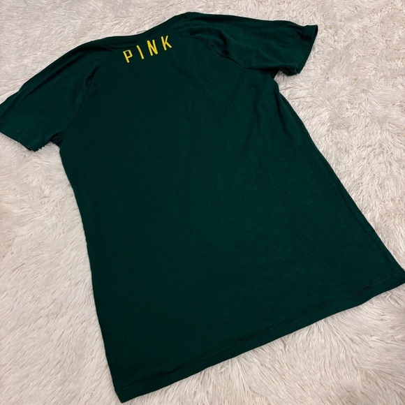 PINK Victoria Secret Oregon Ducks Short Sleeve Sequin Logo Green Woman’s large - Picture 8 of 10
